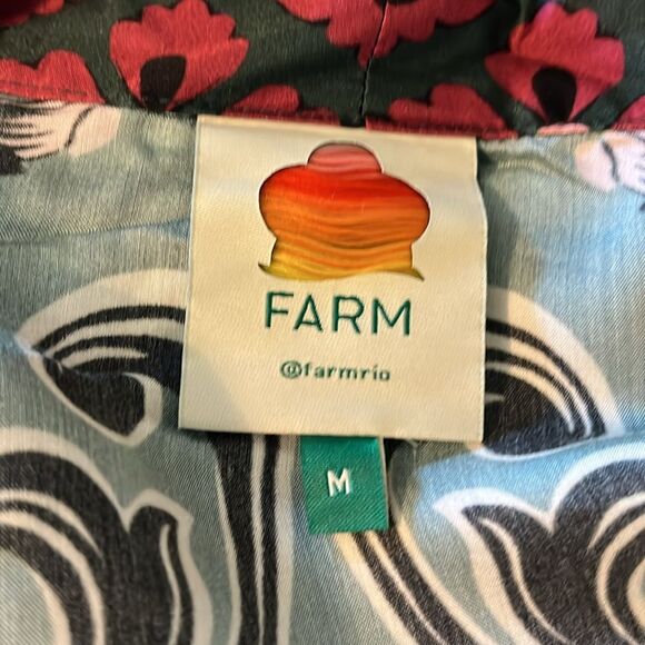 Farm Rio Arabesque Long-Sleeve Wrap Mini Dress Size M Green Floral - Picture 12 of 16